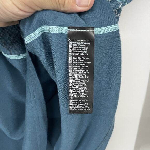 Kari Traa Size L Perle Base Layer Pullover Nordic Sweater Teal Blue Modal Wool - Picture 8 of 8